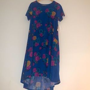 LARGE midi lularoe dress, blue with multicolored flowers